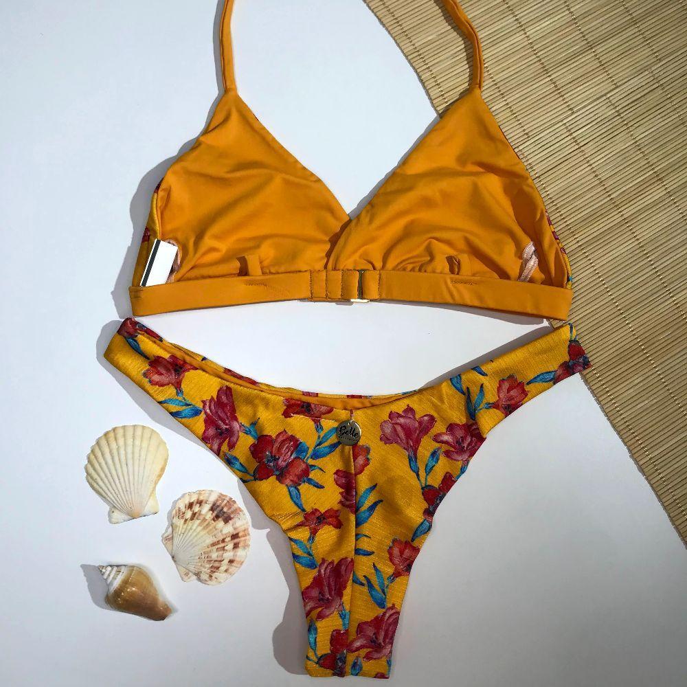 Conjunto Base Fixa Est. Floral Amarelo