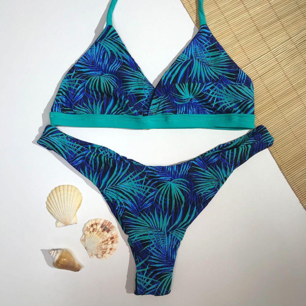Conjunto Base Fixa Est. Folhagem Azul
