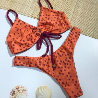 Conjunto Amarração Poá Laranja/Bordo